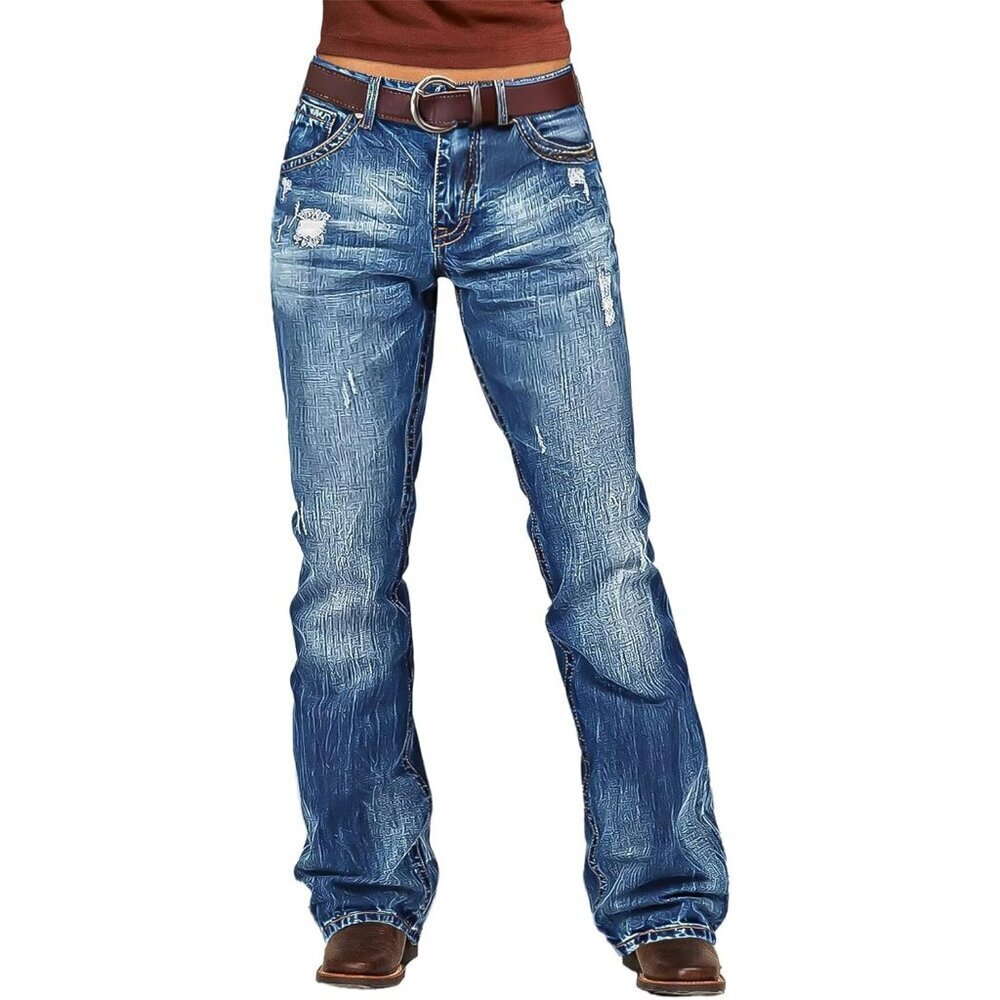 Bootcut Jeans for Women Stretch Mid Rise Ripped Butt Lifting Western Style